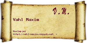 Vahl Maxim névjegykártya